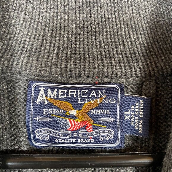 American Living Gray Cable Knit Shawl Collar Pullover Sweater Mens Size XL - Picture 4 of 8